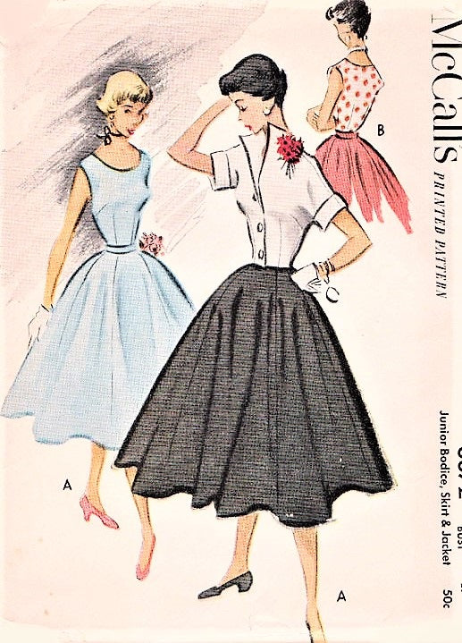 1950s LOVELY Day or Party Evening Skirt Blouse and Jacket Pattern McCALLS 8872 Figure Flattering Styles Bust 35 Vintage Sewing Pattern