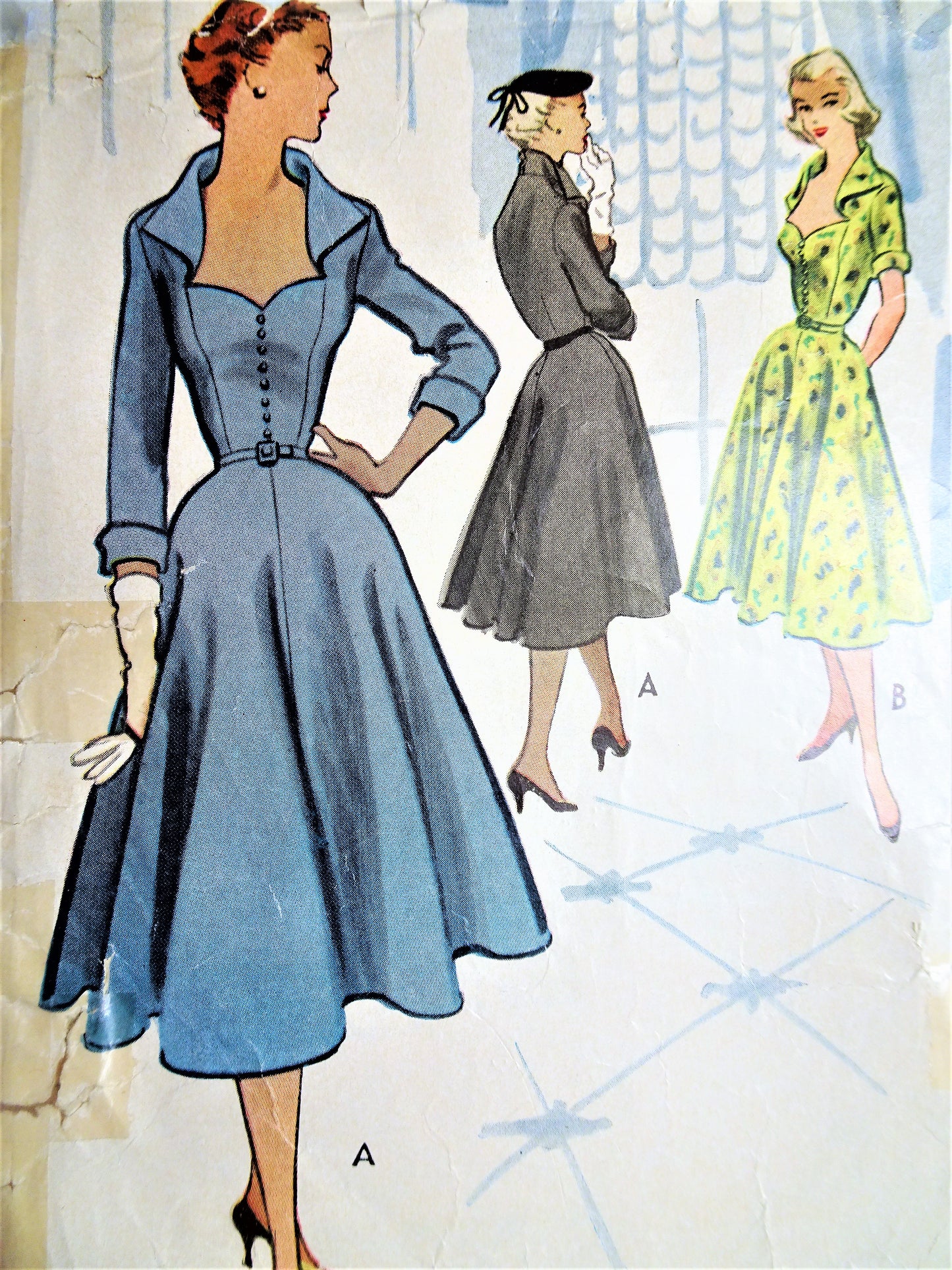 1950s MCCALLS 8895 Dress Gown Pattern Bust 34 Vintage Sewing Pattern