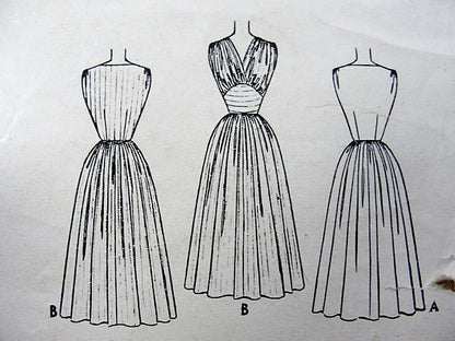 1950s GLAM Evening Cocktail Party Prom Dress Pattern McCALLS 8901 Flattering V Neckline Dreamy Design Bust 33 Vintage Sewing Pattern