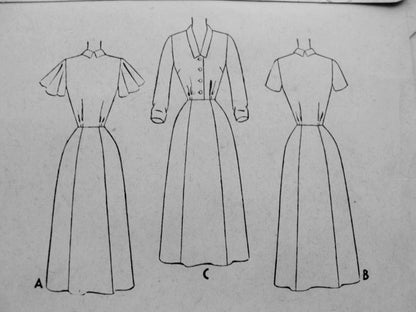 1950s Pretty Afternoon Dress Pattern McCALLS 8942 Two Neckline and Sleeve Styles Pretty Day or After 5 Dress Bust 30 Vintage Sewing Pattern FACTORY FOLDED