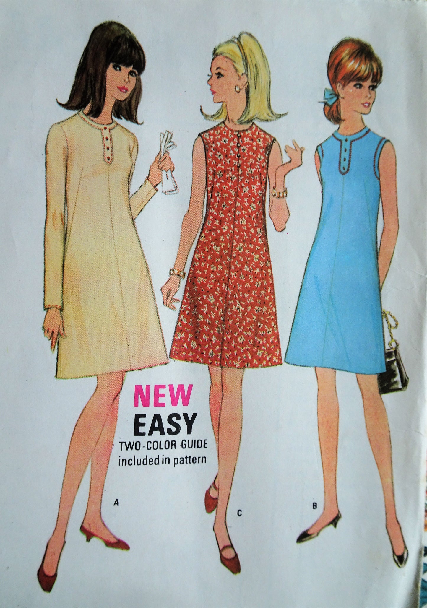 1960s MOD Dress Pattern McCALLS 8947 Three Versions, Bust 34 Vintage Sewing Pattern