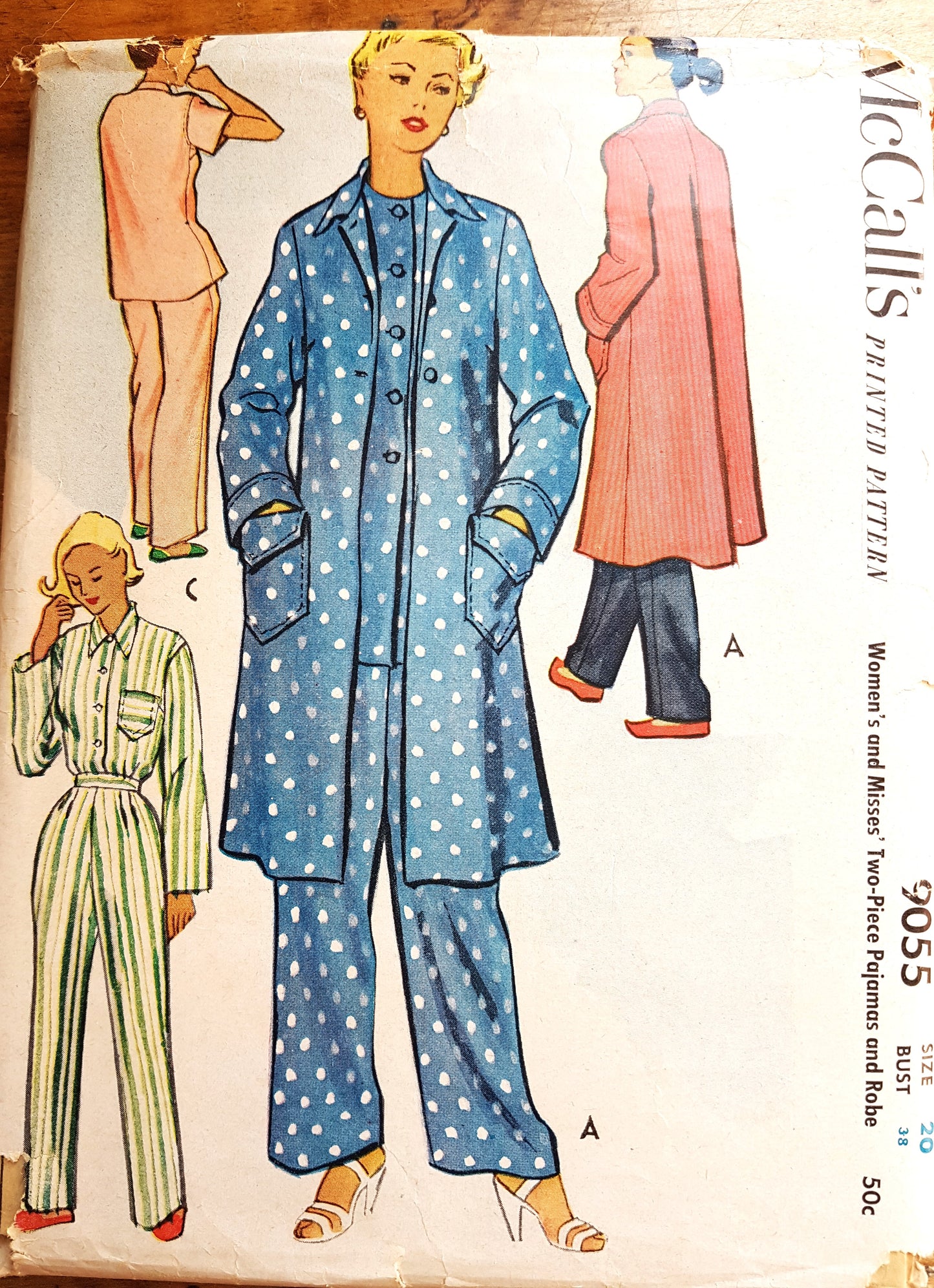 1950s WONDERFUL Brunch Lounging Robe and Pajamas Pattern McCALLS 9055 Comfy and Chic, Bust 38 Vintage Sewing Pattern FACTORY FOLDED