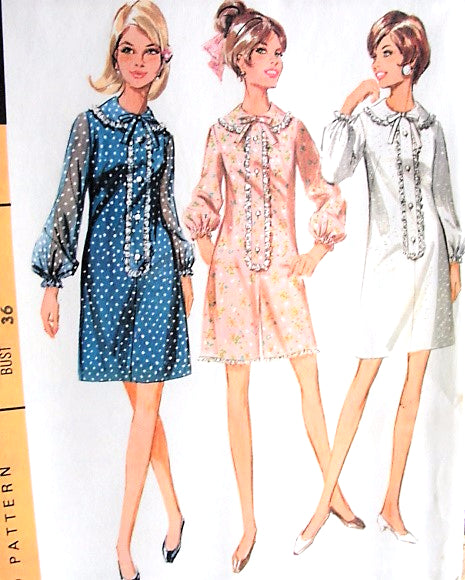 1960s MOD Dress or PantDress Pattern McCALLS 9221 Three CUTE Styles Bust 32 Vintage Sewing Pattern FACTORY FOLDED