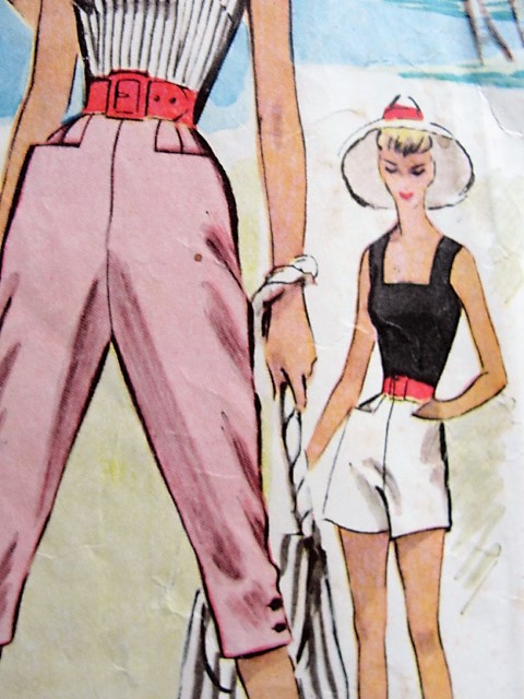 1950s VINTAGE Beachwear Pattern McCALLS 9229 Bodice Top, Capri Pants, Shorts Hooded Jacket Beach Cover Up, Bust 32 Vintage Sewing Pattern