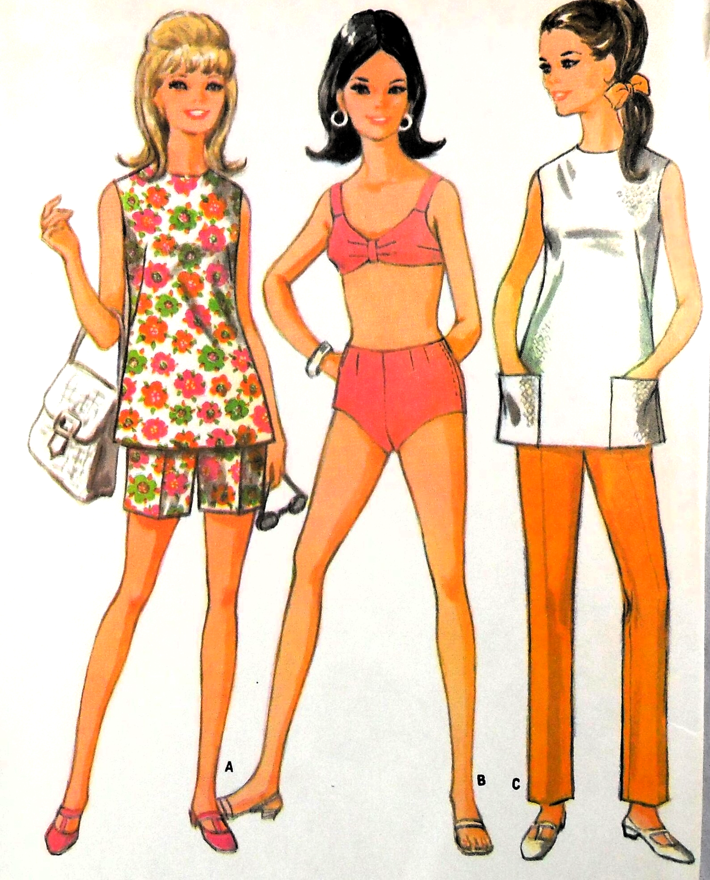 1960s MOD Bathing Suit, Top, Shorts or Pants Pattern McCALLs 9237 Two Piece Swim Suit, 2 Versions Top, Bust 32 Vintage Sewing Pattern FF