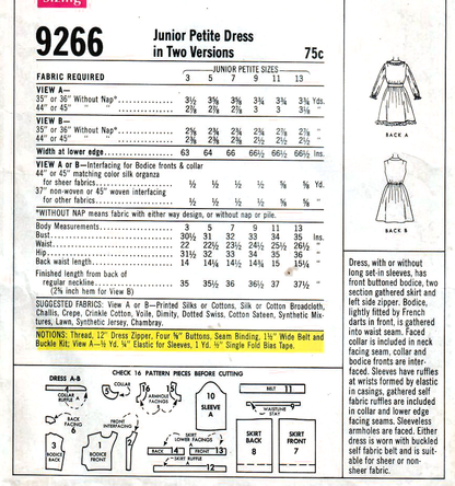 1960s CUTE Day or Party Dress Pattern McCALLs 9266 Two Versions Bust 35 Vintage Sewing Pattern FF