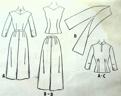 1950s FABULOUS Separates Pattern McCALLS 9471 Jumper, Dress or Blouse and Skirt, Daytime or Evening Bust 35 Vintage Sewing Pattern