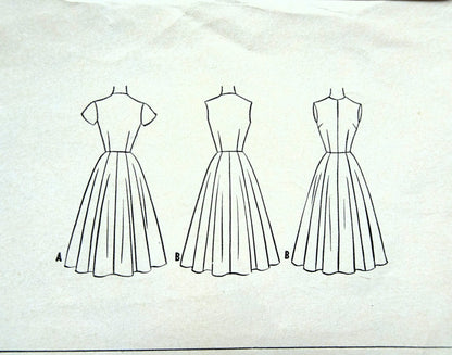 1950s PRETTY Dress Pattern McCALLS 9784 Slit Neckline Version Fit and Flare Style Dress, Bust 30 Vintage Sewing Pattern