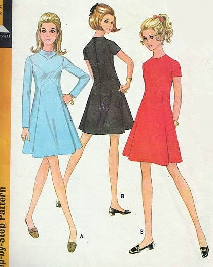 1960s MOD Dress Pattern McCALLS 2049 Seam Interest Side Pleats 2 Style Versions Bust 36 Vintage Sewing Pattern