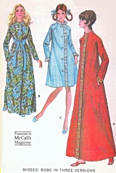 1970s CLASSIC Housecoat Bath Robe Hostess Brunch Coat Pattern McCalls 2696 Three Style Versions, Bust 38-40 Vintage Sewing Pattern FACTORY FOLDED