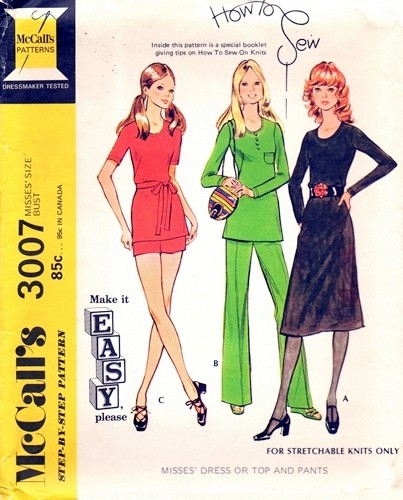 70s A Line Dress, Tunic , Shorts Hot Pants or Pants Pattern McCalls 3007 Vintage Sewing Pattern UNCUT FACTORY FOLDED