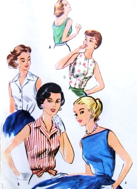 1950s LOVELY Blouse Pattern McCALLs 3973 Four Rockabilly Day or Evening Styles Includes Bateau Neckline Version Easy To Sew Bust 36 Vintage Sewing Pattern