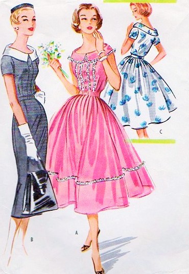 1950s Lovely Rockabilly Dress Pattern McCalls 3988 Flattering Neckline Wiggle Sheath or Full Skirt Day or Party Bust 38or 32 Vintage Sewing Pattern