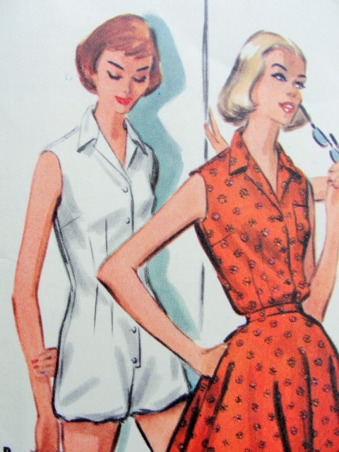 1950s WONDERFUL Beach Wear Pattern McCALLs 4031 Playsuit Romper and Full Skirt Bust 36 Vintage Sewing Pattern
