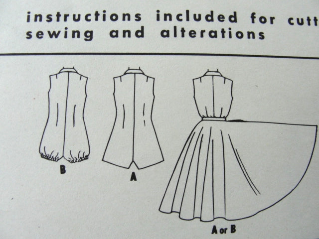1950s WONDERFUL Beach Wear Pattern McCALLs 4031 Playsuit Romper and Full Skirt Bust 36 Vintage Sewing Pattern