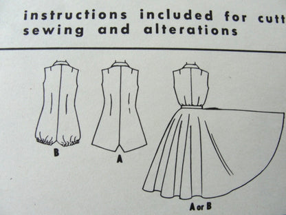 1950s WONDERFUL Beach Wear Pattern McCALLs 4031 Playsuit Romper and Full Skirt Bust 36 Vintage Sewing Pattern