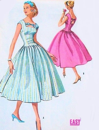 1950s BEAUTIFUL Party Dress Pattern McCALLS 4077 Easy To Sew Stunning Design Bust 32 or 36 Vintage Sewing Pattern