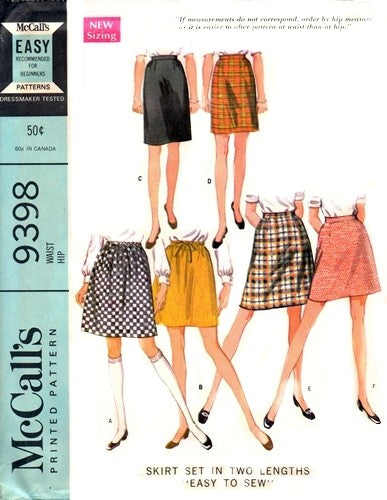 1960s Cute Skirts Pattern Easy To Sew Beginners Pattern Two Skirt Styles McCalls 9398 Vintage Sewing Pattern UNCUT FACTORY FOLDED