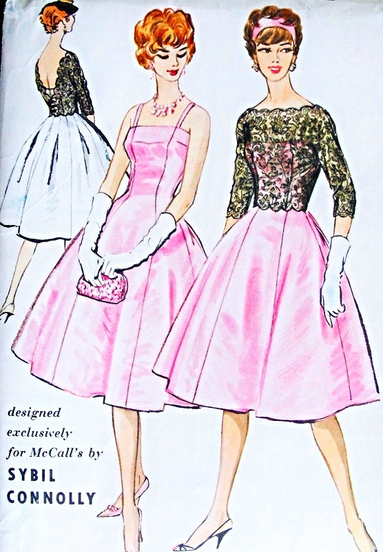 1950s Evening Cocktail Party Dress Pattern McCalls 4730 Sybil Connolly Exclusive Design Princess Dress and Jacket Bust 34 Vintage Sewing Pattern