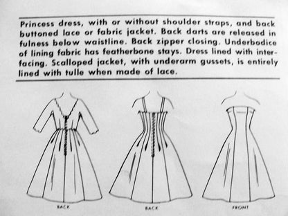 1950s Evening Cocktail Party Dress Pattern McCalls 4730 Sybil Connolly Exclusive Design Princess Dress and Jacket Bust 34 Vintage Sewing Pattern