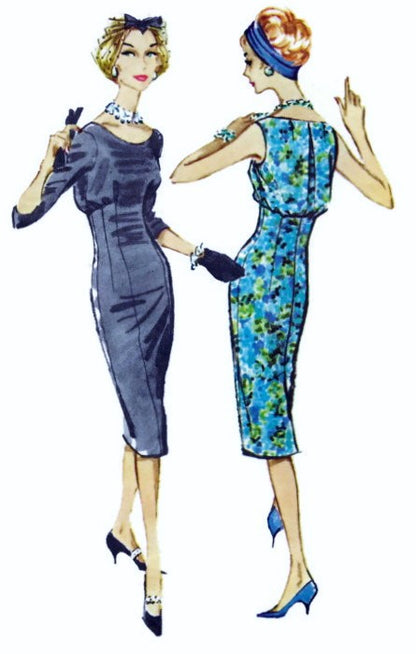 1950s Stunning Cocktail Evening Party Dress Pattern Empire Waist Blouson Ultra Slim Design McCalls 4767 Vintage Sewing Pattern Bust 32