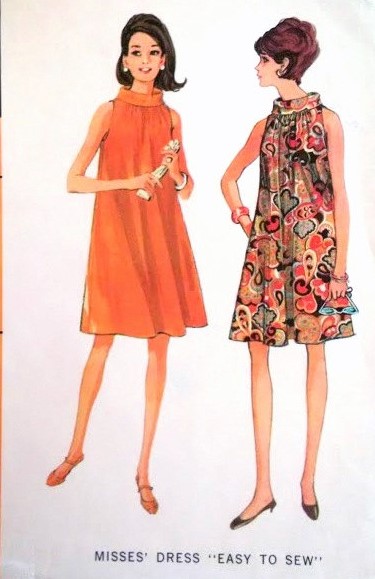 1960s Mod Tent Flared Trapeze  Dress Pattern McCalls 8826 Easy To Sew Vintage Sewing Pattern UNCUT