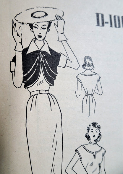 1950s FLATTERING Slim Dress and Unique Bolero Jacket Pattern MODES ROYALE 106 Lovely Day or Party Dress Bust 30 Vintage Sewing Pattern