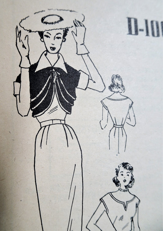 1950s FLATTERING Slim Dress and Unique Bolero Jacket Pattern MODES ROYALE 106 Lovely Day or Party Dress Bust 30 Vintage Sewing Pattern