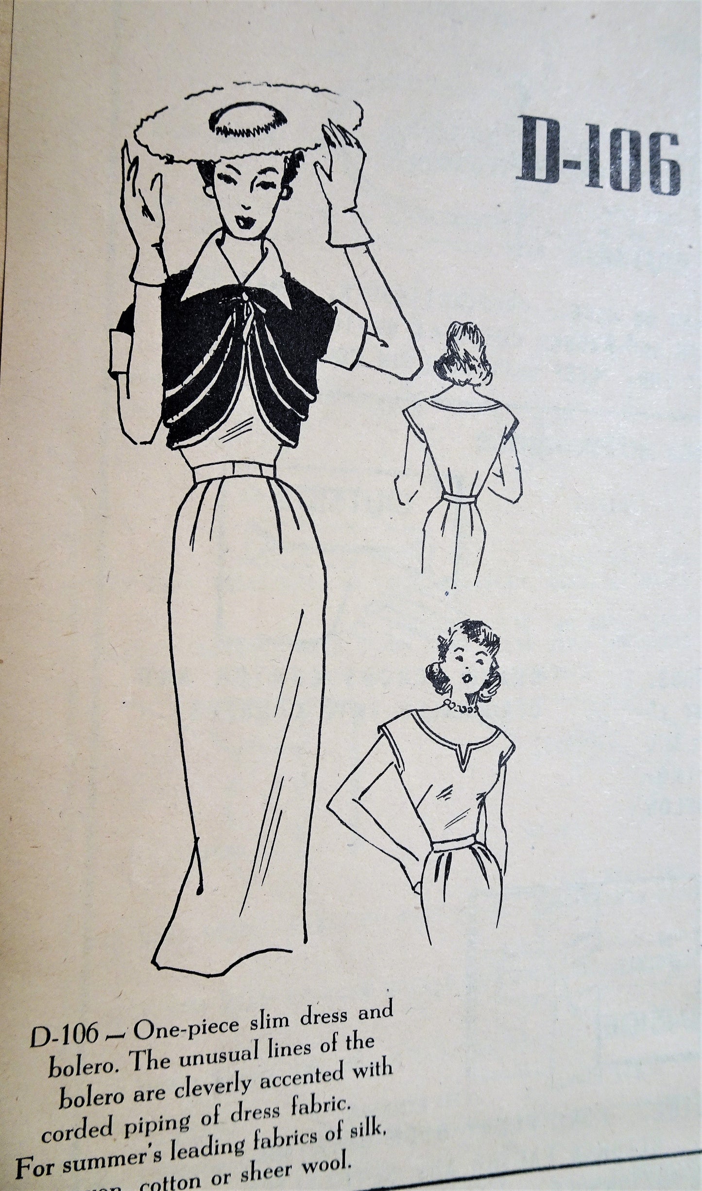1950s FLATTERING Slim Dress and Unique Bolero Jacket Pattern MODES ROYALE 106 Lovely Day or Party Dress Bust 30 Vintage Sewing Pattern