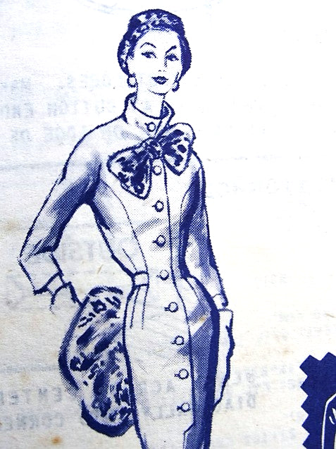 1950s CLASSY Slim Dress Pattern MODES ROYALE 125 Figure Hugging Front Button Dress Day or Dinner Bust 34 Vintage Fifties Sewing Pattern FACTORY FOLDED
