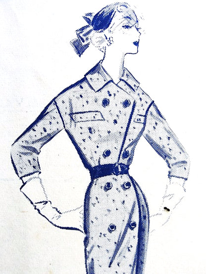 1950s Simple ELEGANCE ShirtWaist Dress Pattern MODES ROYALE 168 Double Breasted Slim Dress Bust 34 Vintage Sewing Pattern FACTORY FOLDED