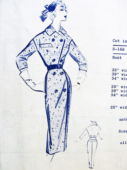 1950s Simple ELEGANCE ShirtWaist Dress Pattern MODES ROYALE 168 Double Breasted Slim Dress Bust 34 Vintage Sewing Pattern FACTORY FOLDED