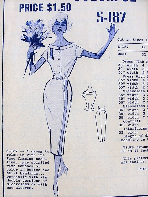 1950s CHIC Casual Dress Modes Royale 187 Vintage Sewing Pattern Bust 34