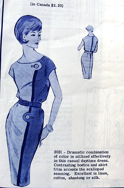1960s DRAMATIC Slim Dress Pattern MODES ROYALE 2021 Color Block Contrast Use, Easy Elegance Bust 36 Vintage Sewing Pattern FACTORY FOLDED