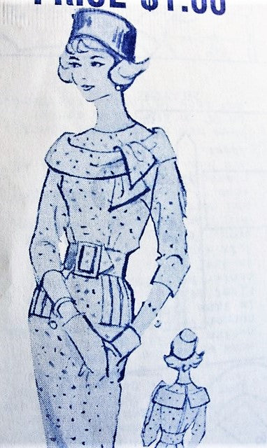 1950s ENTICING Slim Dress Pattern MODES ROYALE D-56 Eye Catching Off-Shoulder Collar Wiggle Dress Bust 36 Vintage Sewing Pattern FACTORY FOLDED