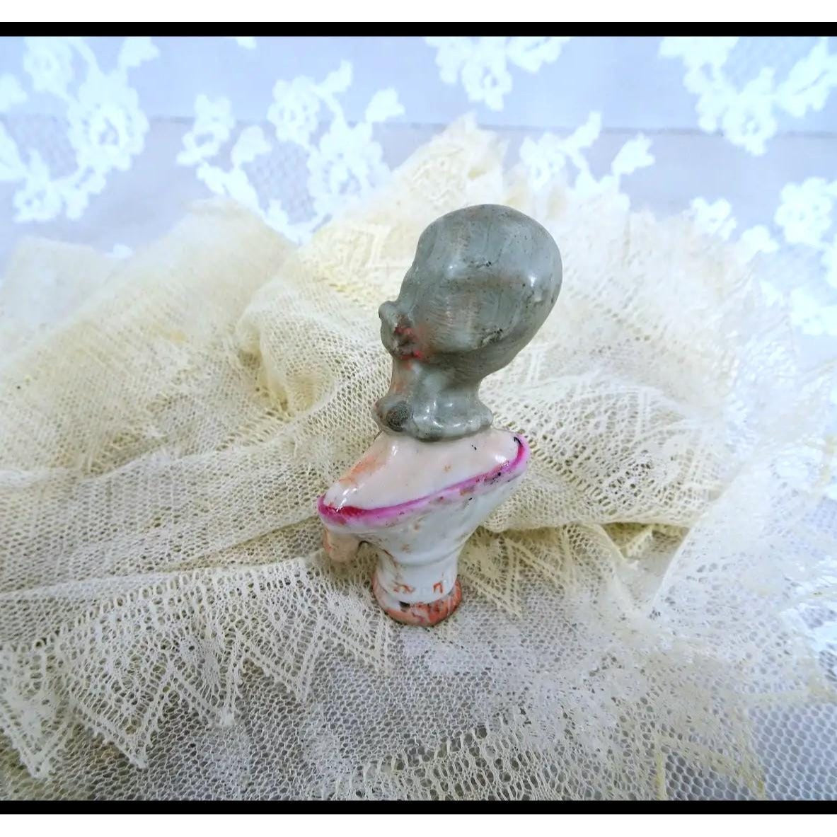 ANTIQUE Half Doll, Pin Cushion Doll, German Made,Porcelain Half Doll, Art Deco Doll, Vanity Display, Collectible Vintage Pin Cushion Dolls