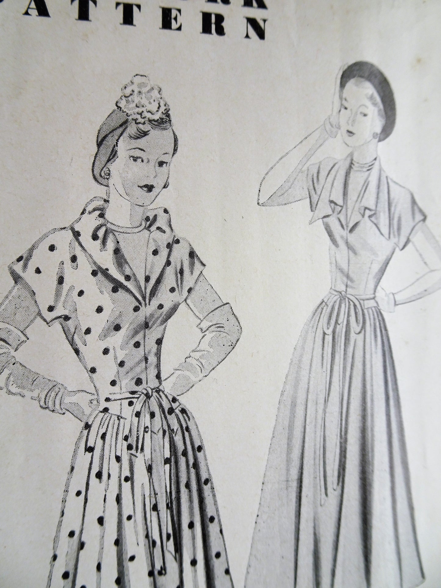 1940s BEAUTIFUL Dress Pattern NEW YORK 650 Designer Louise Scott Creations, Lovely Design Details,2 Style Versions,Bust 34 Vintage Sewing Pattern FACTORY FOLDED