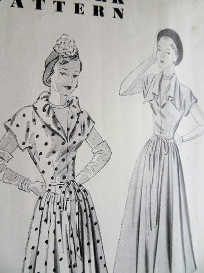 1940s BEAUTIFUL Dress Pattern NEW YORK 650 Designer Louise Scott Creations, Lovely Design Details,2 Style Versions,Bust 34 Vintage Sewing Pattern FACTORY FOLDED