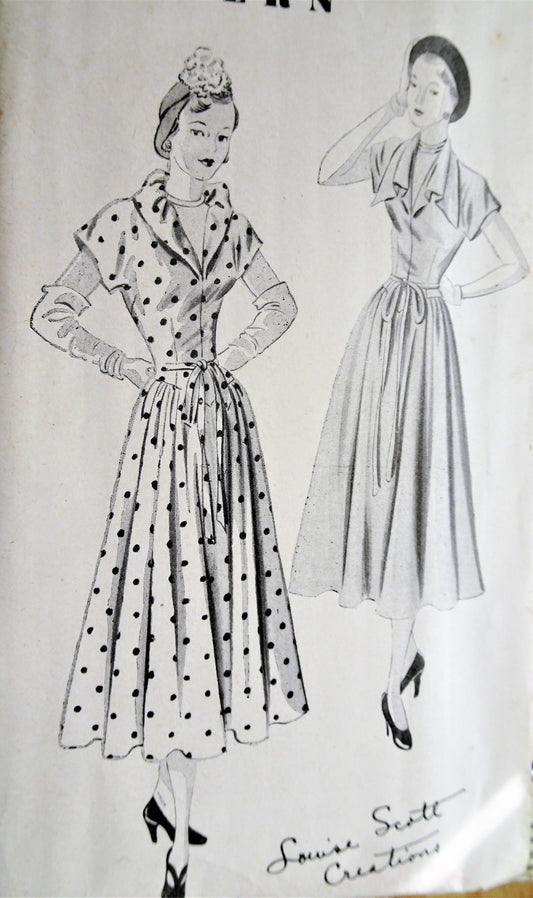 1940s BEAUTIFUL Dress Pattern NEW YORK 650 Designer Louise Scott Creations, Lovely Design Details,2 Style Versions,Bust 34 Vintage Sewing Pattern FACTORY FOLDED