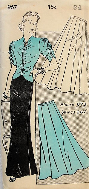 1930s STUNNING 16 Gore Skirt Pattern NEW YORK 967 Two Lengths Day or Evening, Flattering Design Waist 34 Vintage Sewing Pattern FACTORY FOLDED