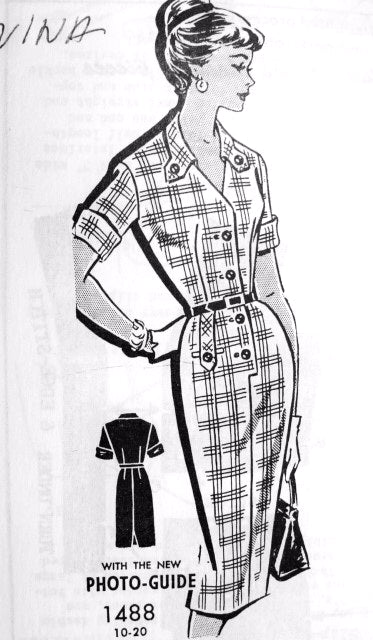 1950s Slim Tailored Dress Pattern Patt O Rama 1488 Fitted Rockabilly Dress With Tab Interest Bust 34 Vintage Sewing Pattern FACTORY FOLDED