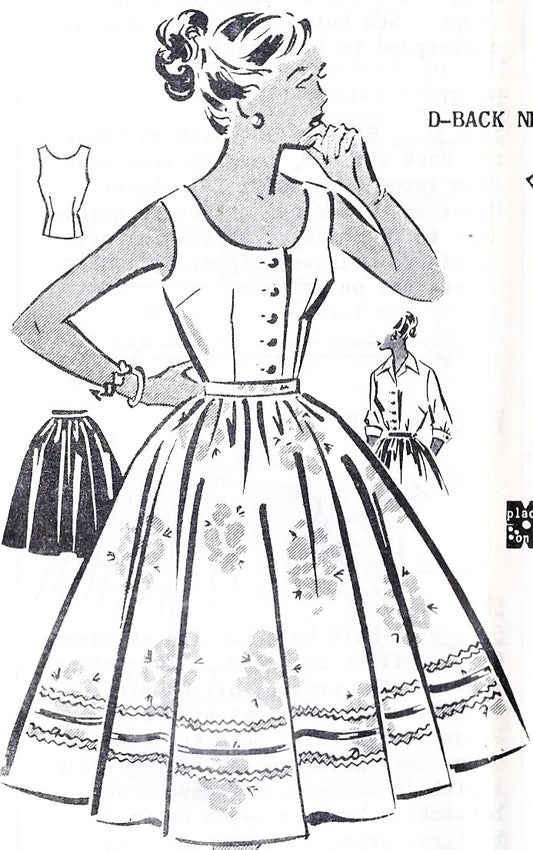 LOVELY 1950s Blouses and Full Skirt Pattern PATT-O-RAMA 1338 Two Pretty Blouse Styles, Beautiful Gathered Skirt, Bust 34 Vintage Sewing Pattern FACTORY FOLDED