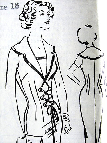 1950s BOMBSHELL Slim Lace Up Dress Pattern Patt-O-Rama 1447 Day or Cocktail Dinner Dress, Interesting Details, Bust 38 Vintage Sewing Pattern FACTORY FOLDED
