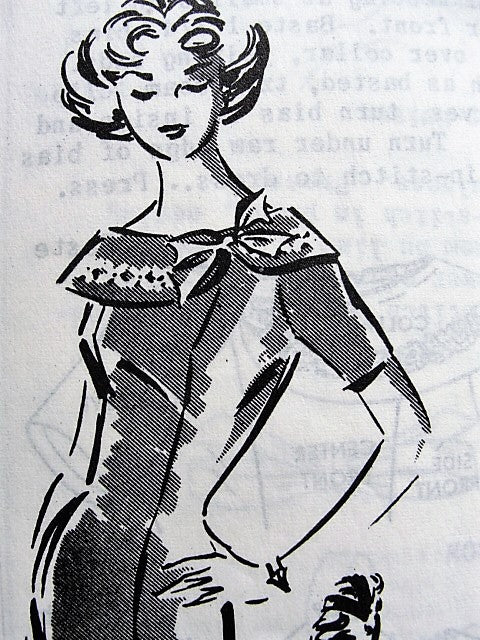 1950s STUNNING Slim Dress Pattern PATTORAMA 344 Figure Show Off Sheath, Wide Collar Day or After 5 Dress Bust 32 Vintage Sewing Pattern