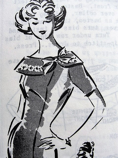 1950s STUNNING Slim Dress Pattern PATTORAMA 344 Figure Show Off Sheath, Wide Collar Day or After 5 Dress Bust 32 Vintage Sewing Pattern