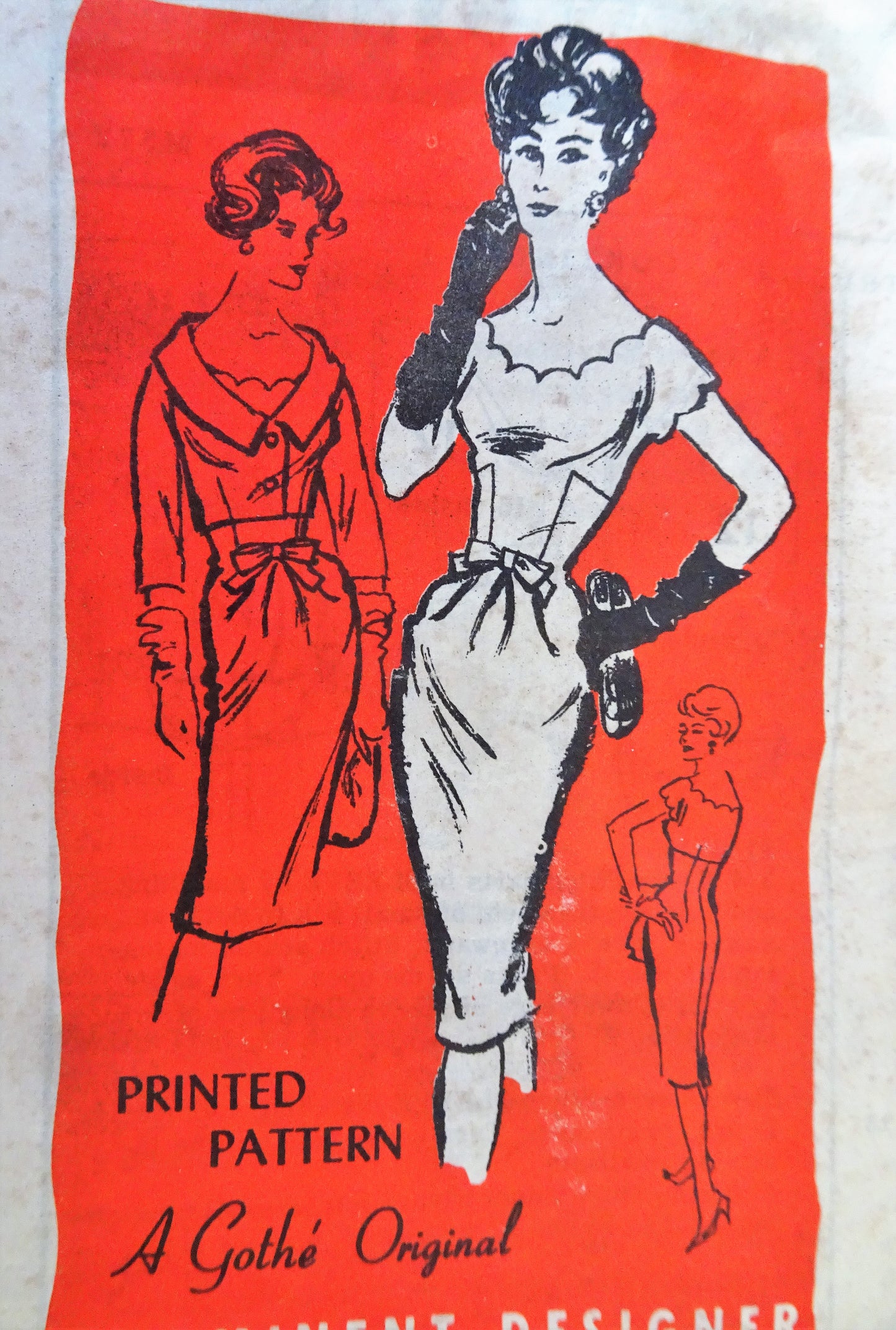 Early 60s STUNNING Party Cocktail Dress Pattern PROMINENT DESIGNER 372 Figure Flattering Slim Dress and Short Jacket by GOTHE Originals Bust 32 Vintage Sewing Pattern
