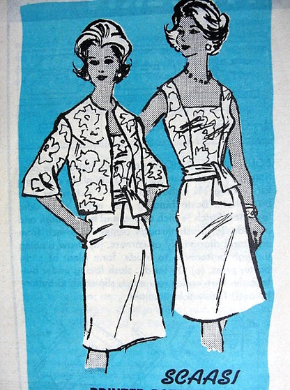 1960s CHIC Cocktail Party Dress and Jacket Pattern PROMINENT Designer 664 Lovely Design by Scaasi Bust 34 Vintage Sewing Pattern FACTORY FOLDED