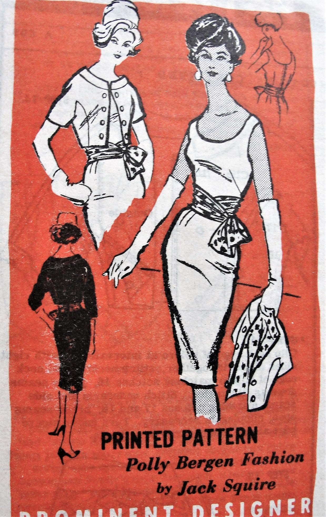1960s SIZZLING Cocktail Evening Party Dress and Jacket Pattern PROMINENT DESIGNER 809 Polly Bergen Designed Slim Dress, Cummerbund and jacket Bust 32 Vintage Sewing Pattern FACTORY FOLDED