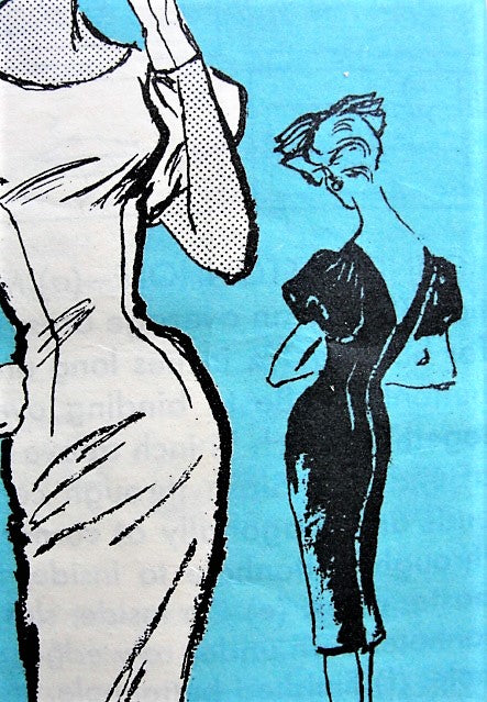 1950s GLAMOROUS Slim Designer John Frederics Evening Cocktail Party Dress Pattern PROMINATE DESIGNER A908 Figure Show Off Low V Back Bust 34 Vintage Sewing Pattern