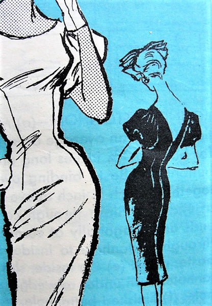 1950s GLAMOROUS Slim Designer John Frederics Evening Cocktail Party Dress Pattern PROMINATE DESIGNER A908 Figure Show Off Low V Back Bust 34 Vintage Sewing Pattern